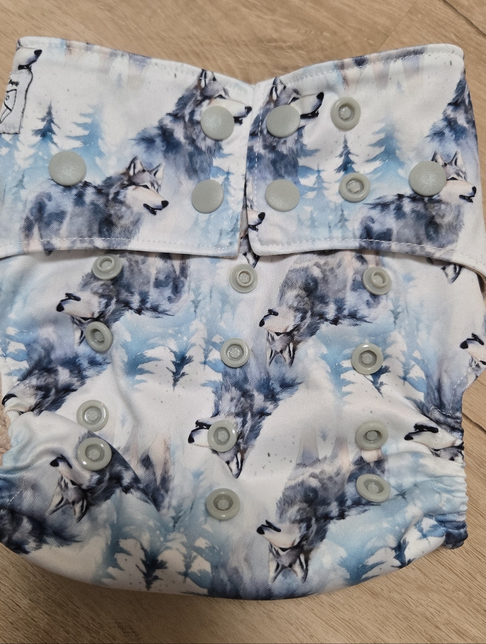Lalabooty one size pocket cloth diaper wolf print